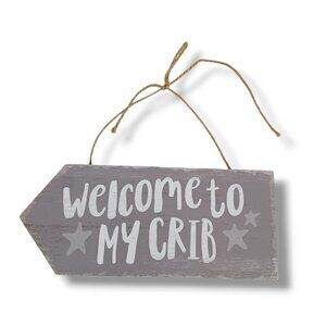 Nursery Decor Gender Neutral Wall Sign Baby Boy Girl Gray Welcome to My Crib
